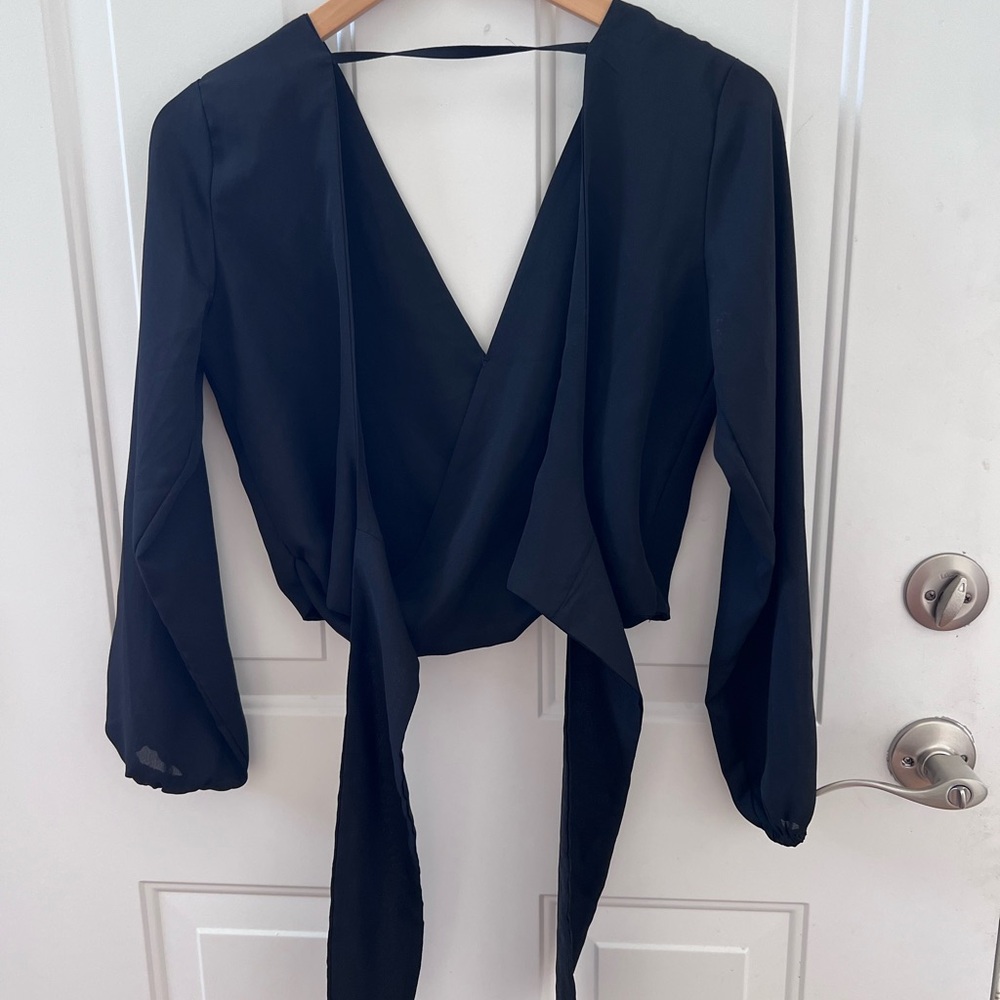 Elegant Black Wrap Top